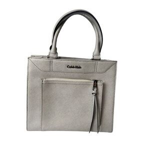 Calvin Klein genuine saffiano leather tote, color smoke gray